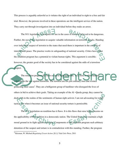 Law Applicability to Post 9, 11 Extraordinary Renditions