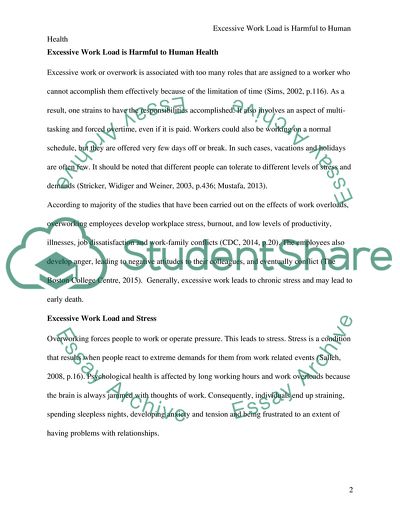 Is Excessive Work Load Harmful to Human Health