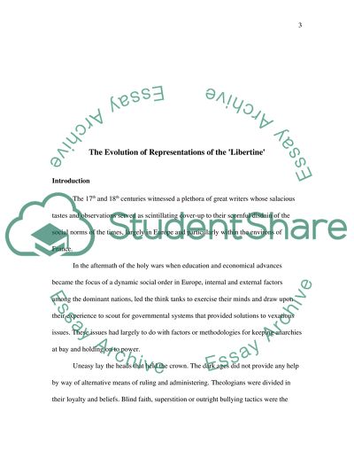 The Evolution of Representations of the Libertine