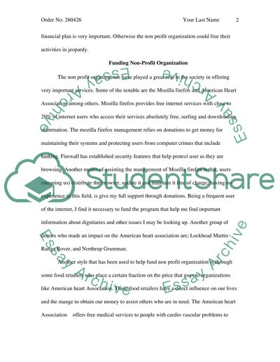 Funding Non-Profit Organization