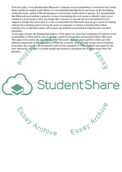 Microsoft and Corporate Social Responsibility