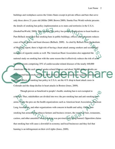 Smoking Ban Health Policy Issue in the United States of America to Reduce Ischemic Heart Disease