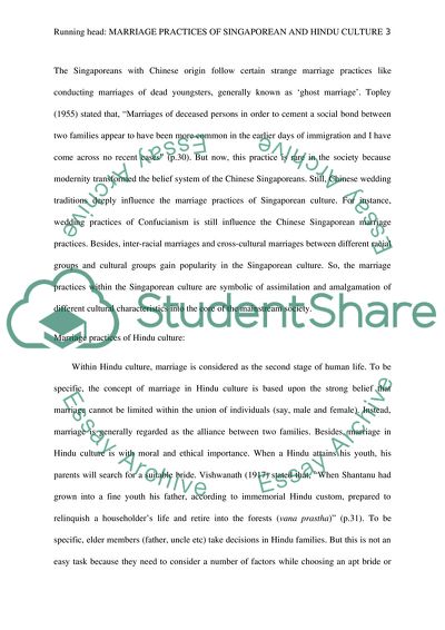 Marriage Practices of Singaporean and Hindu Culture