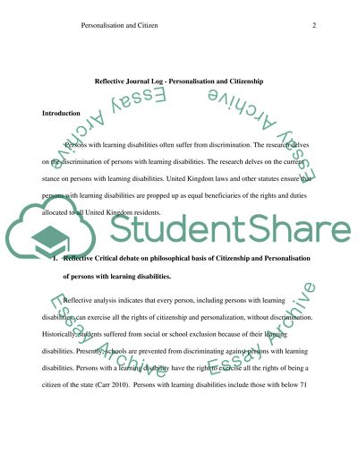 Debate on Philosophical Basis of Citizenship and Personalisation