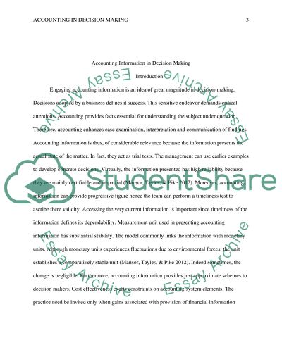 Accounting Information in Decision Making