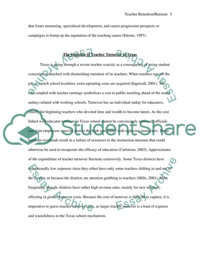 Literature Review - Teacher Retention/Burnout