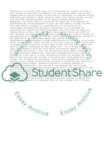 Reflection on the Ceibal Plan based on the technology for everyone by Miguel