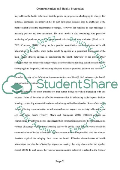 Communication and Health Promotion