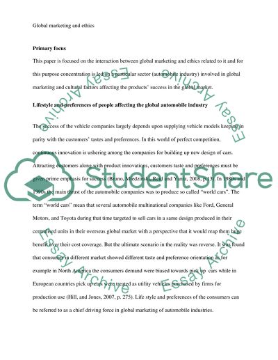 Global Marekting and Ethics