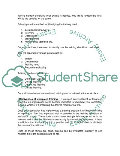 Workplace Training in Hospitality Sector