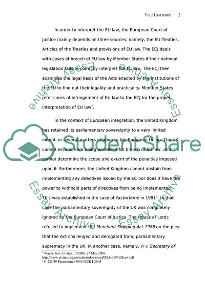 The EU Law and Common Law Basis