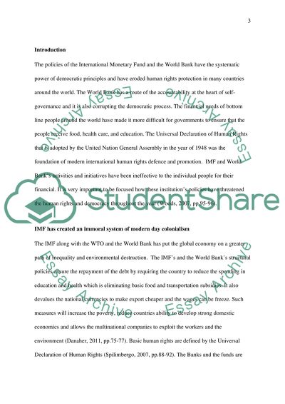 The Policies of the International Monetary Fund and the World Bank