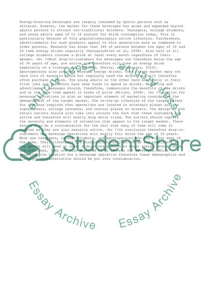 Target Market for a Beverage Operation