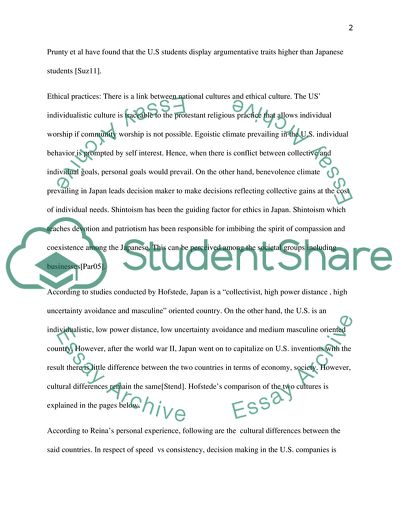 Culture Comparison between USA and Japan