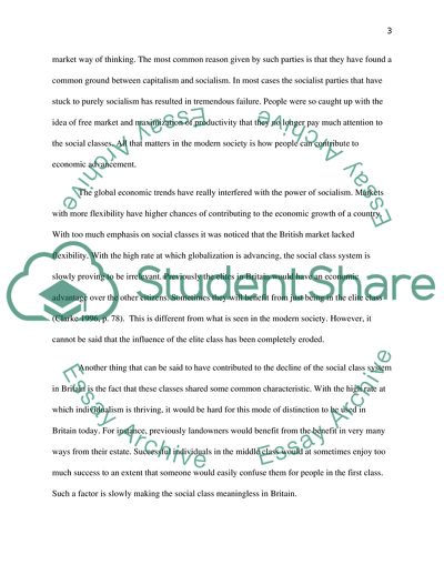 Relevance of Class in Modern British Politics