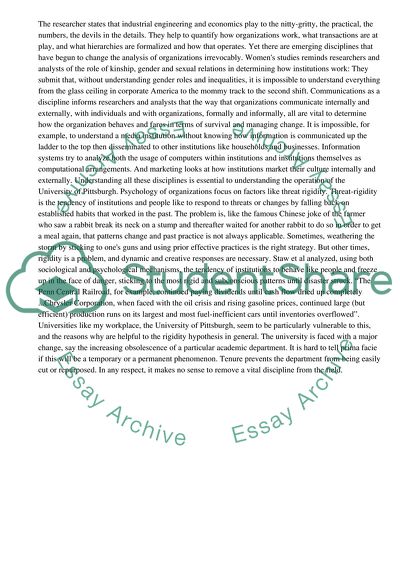 Emerging Disciplines in Analyzing The University Workplace