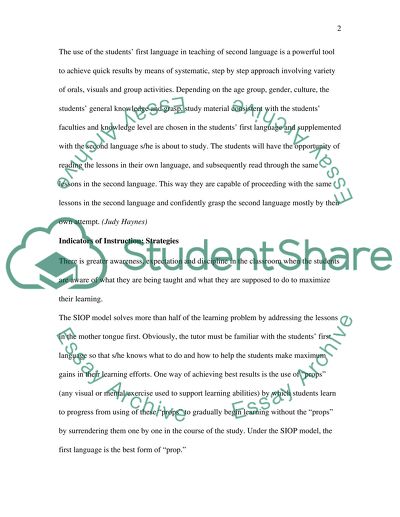 Teaching of English as the Second Language