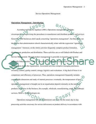 Business: Service Operations Managemnet