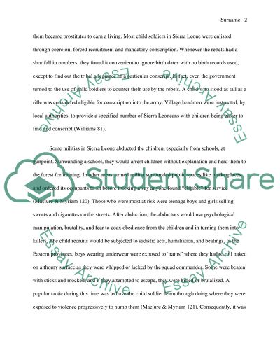 Sierra Leone and Child Soldiers during the Civil War