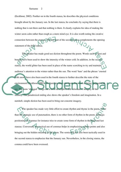 Poetry explication: The Snow Man by Wallace Stevens (you can pick your own thesis/theme)