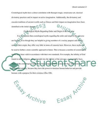 Cosmological myths and orgin and order of the universe