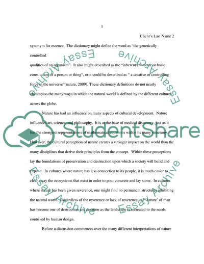 Cultural Interpretations of Nature and the Effect on the Environment