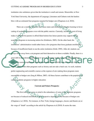 ISSUE DEVELOPMENT(Cutting Academic Programs in Higher Education)