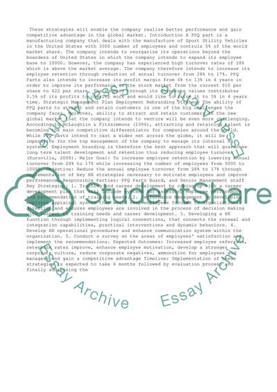 Strategic Management Plan for PPQ Parts Company