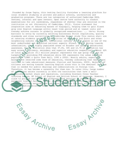 Business Plan for Cambridge ESOL Authorized Centre