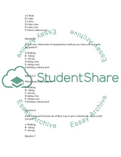 Statistics - pilot (how most teenagers got around from school and work)