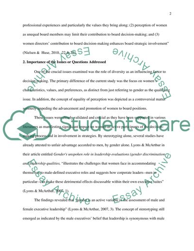 Review of Women directors contribution to Board Decision-making