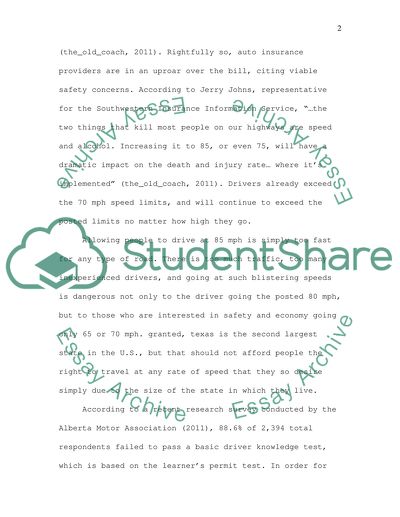 Speed limit in texas going from 70 to 95