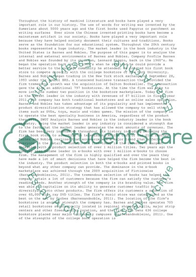 Internal and external environmental analysis: Barnes and Nobles