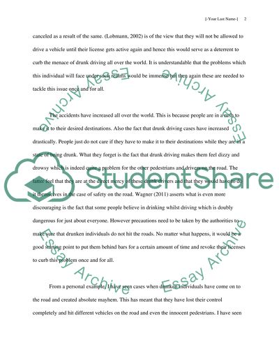 Drunk Drivers Should Be Imprisoned on the First Offense