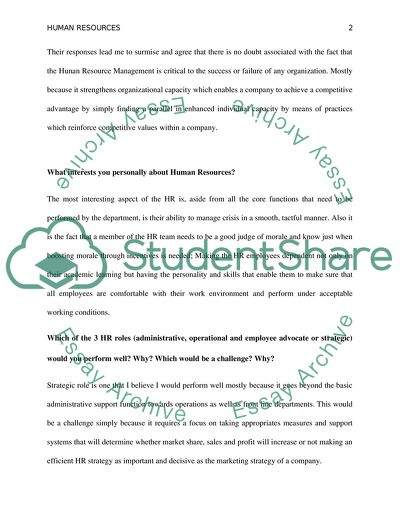 Human Resources: Kind of Tasks and Type of Interaction