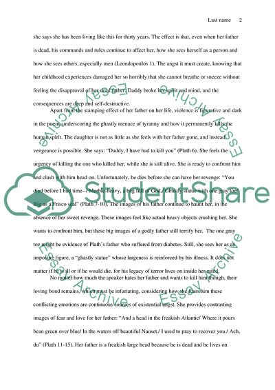 Father-Daughter Conflict and Eternal Angst in Plaths Daddy