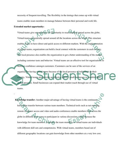 Analysis of Virtual Teams and Effects on Organizational Performance