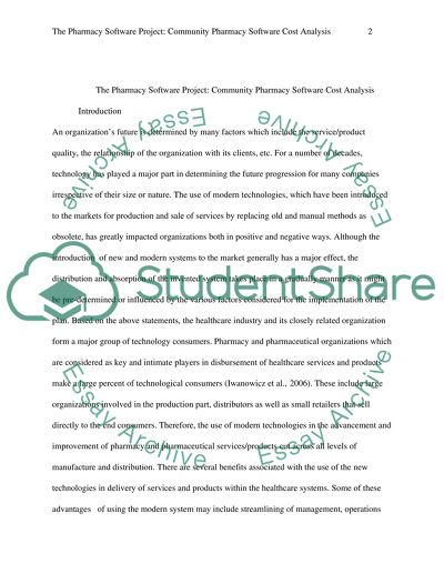 Community Pharmacy Software Cost Analysis