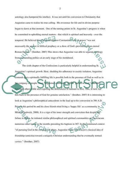 St. Augustines spiritual journey of divine reverence as evidenced in his Confessions