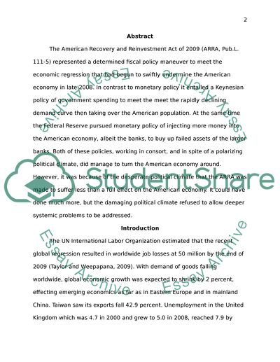 The American Recovery and Reinvestment Act
