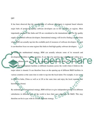 Research in Motion Globalization