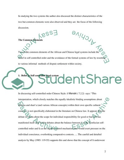 The African and Chinese legal systems