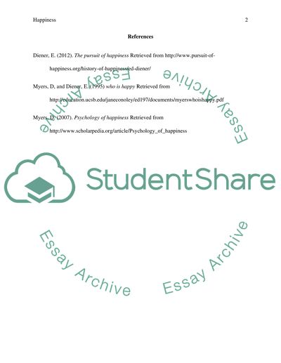 Happiness according to Myers and Diener