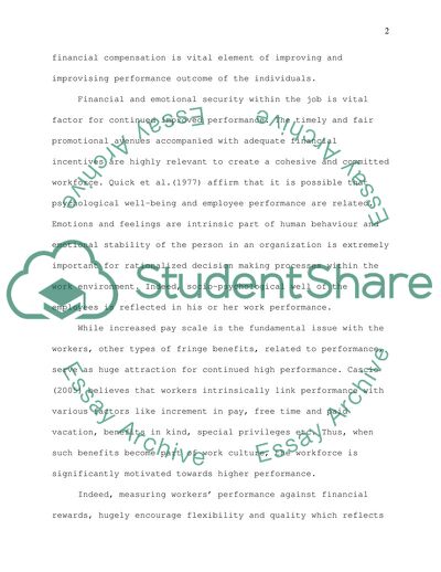 Whether Financial Incentives Are the Best Way to Motivate People for Optimal Performance Outcome