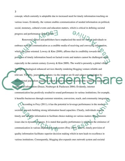 Online Journalism, Mass Media and Communication