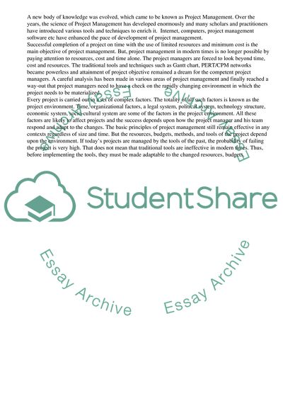 Project Management in a Changing Environment