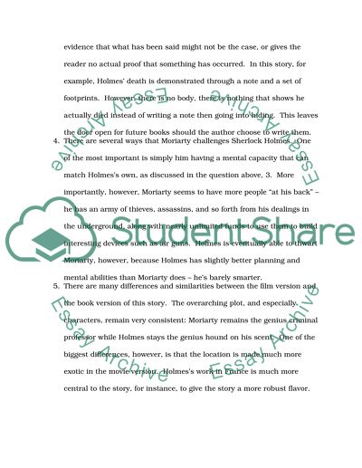 Sherlock Holmes in the Final Problem Questions