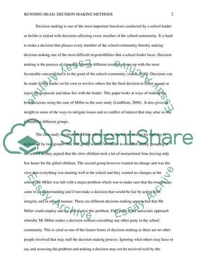 Investigating Decision-Making Methods