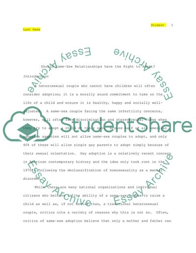 Should Same-Sex Relationships Have the Right to Adopt