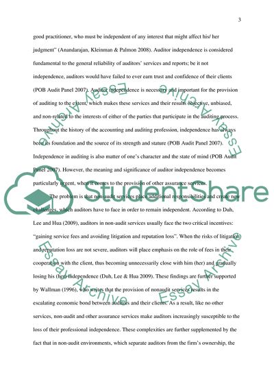 Independence and the Provision of Other Non-Assurance Services